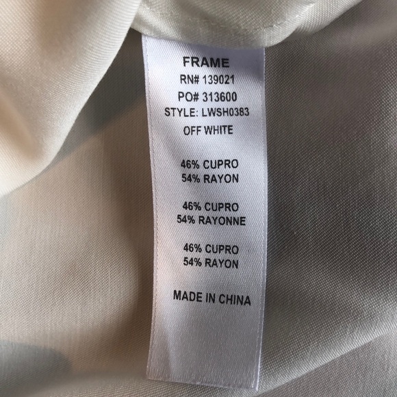 FRAME Whipstitch V-Neck Blouse Top, Off White - Picture 6 of 8